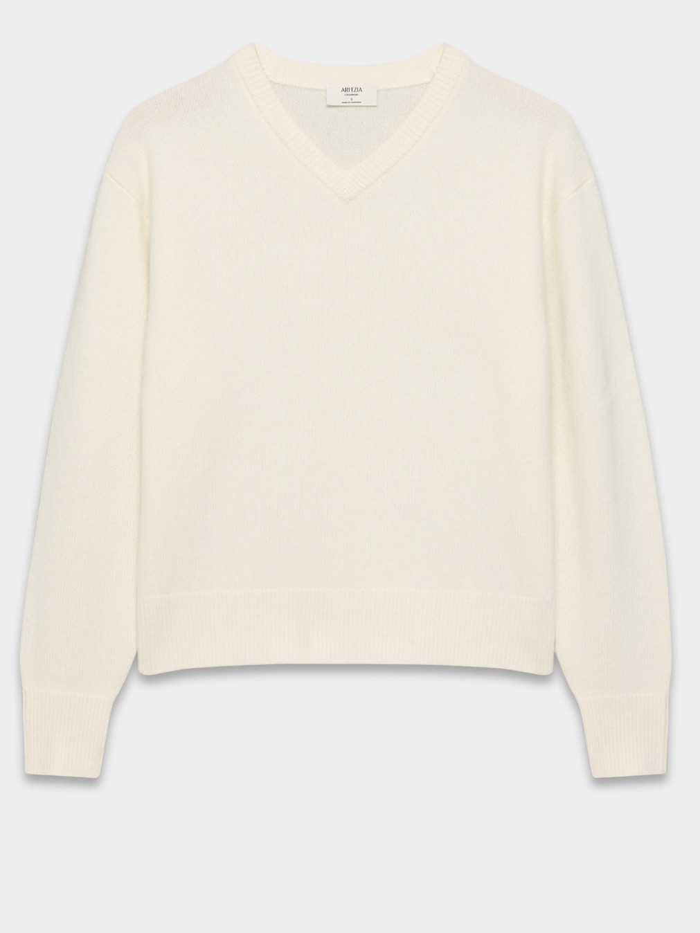 Aritzia Essential Cashmere Shrunken V-Neck Sweater Plush Version